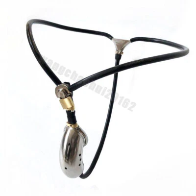 Nuevo dispositivo de grillete jaula de acero inoxidable con bloqueo de cinturón de castidad masculino Foto 1 de 4