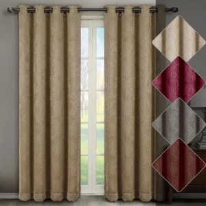 Juego de 2 paneles cortinas de ventana Bella Grommet Blackout Weave en relieve - 5 colores - Imagen 1 de 8