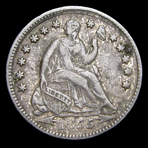 1855 Seated Liberty Half Dime Silver ---- Nice Condition Type Coin  ---- #EU626 Cover