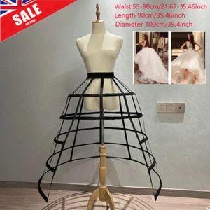 Gothic Women 5 Hoops Crinoline Hoop Cage Skirt Pannier Bustle Petticoat -UK - Picture 1 of 24