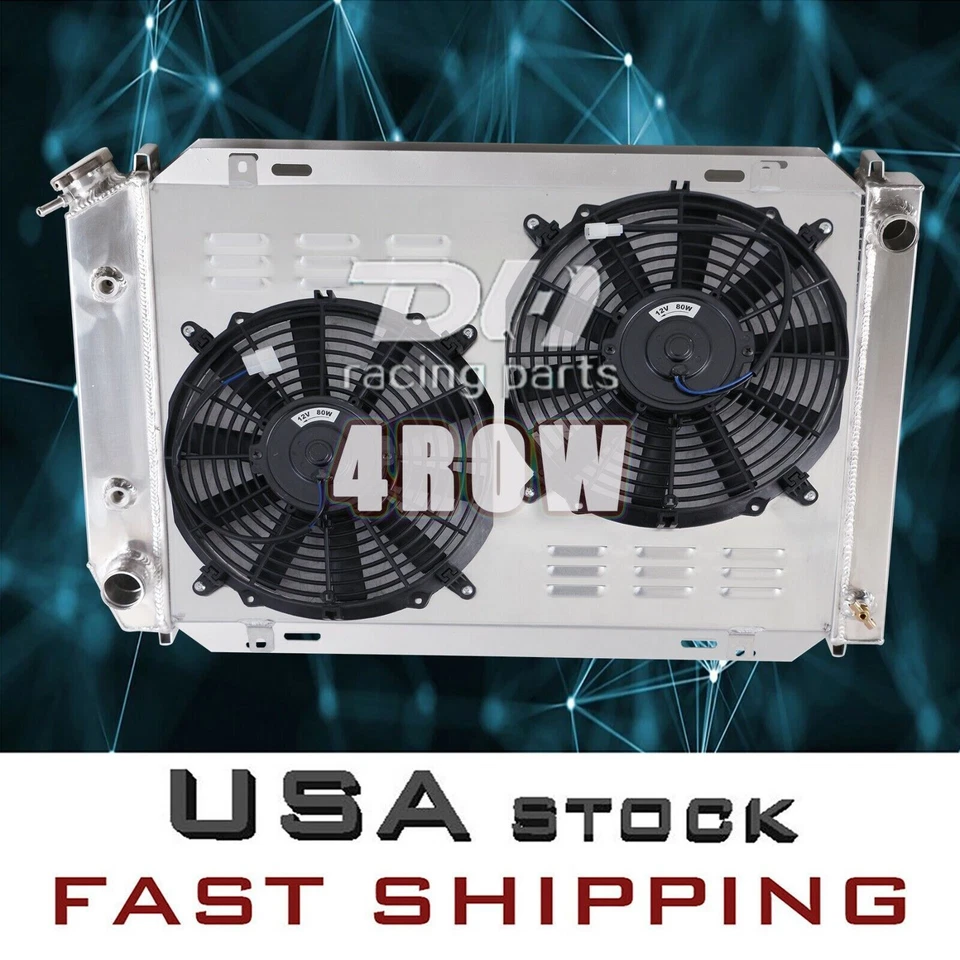 4 行铝制散热器罩风扇适用于 79-93 福特野马/林肯 Mark VII 5.8L — 第 1/4 张图片