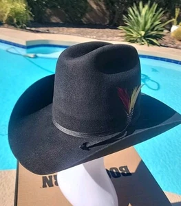 Vintage Stetson 5X Beaver Cowboy Hat Size 7 Color Black Rancher - Picture 1 of 15