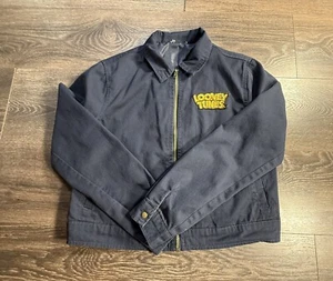 Vintage Looney Tunes Jacket No Size Tag Navy 100% Cotton Bugs Bunny Back Zip Up - Picture 1 of 11