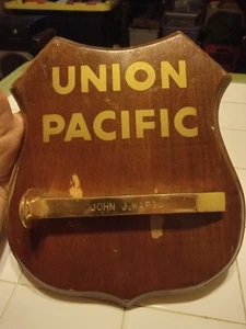 Union Pacific Service Award Engraved Railroad Spike Plaque John J. Warga - Picture 1 of 3