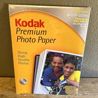New Kodak Premium High Gloss 8.5” x 11” Picture Paper Ink Jet Prints 15 Sheets - Image 1 of 3
