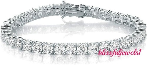 VALENTINO Bracciale Tennis Creato in Laboratorio 9CT Diamante Taglio Tondo Finitura Oro Bianco 14K Regalo Lei
