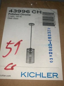 KICHLER Crosby 1-Light Chrome Mini Pendant Light with Clear Glass - Picture 1 of 1