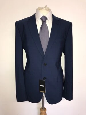 HUGO BOSS - Mens Slim Fit Plain BLUE WOOL SUIT - 44 Reg - W38 L33 - BNWT £489 - Image 1 of 4