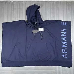 Armani Exchange AX Mens Hoodie Poncho Sweatshirt Blue Logo Size Medium $140 MSRP - Picture 1 of 9