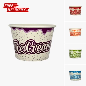 Tazas de helado de papel impreso | Ollas y tapas de postre | 3,5 oz, 5 oz, 8 oz, 10 oz, 16 oz - Imagen 1 de 10