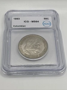 1893 50C PCGS Columbian Commemorative Half Dollar MS64 - Picture 1 of 2