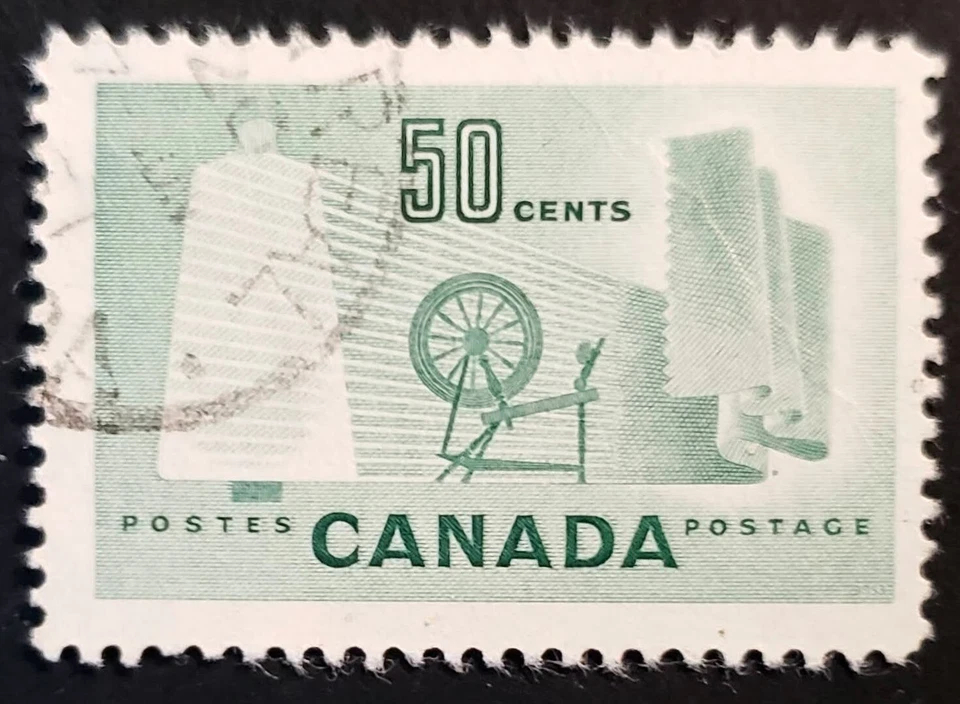 Stamps Canada Used: #334i 50c light green Textile Industry Fluorescent paper VF - Image 1 of 1