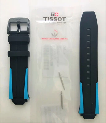 Original Tissot T-Race Cycling T111417A Black / Blue Rubber Watch Band Strap  - Image 1 of 3