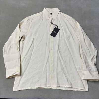 FENDI Shirt Men's 41 Ivory Long Sleeve Button Up Made In Italy Designer Luxury - Image 1 of 4