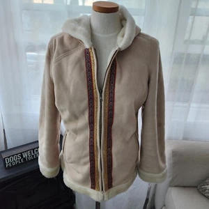 Sonoma Damen Mantel schwere Jacke Wildlederimitat Kunstfell Kapuze Reißverschluss Größe M - Bild 1 von 4