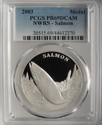 2003 SALMON NATIONAL WILDLIFE REFUGE NWRS SILVER MEDAL PCGS PR69 DCAM #44612270 - Image 1 of 4