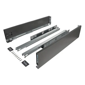 Riex Doppelwandrutsche, Slim Schubladenboxsystem GRAU 121/450-600 mm, SOFT Close - Bild 1 von 9
