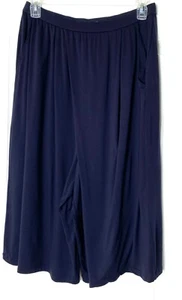 Pantalones capri EILEEN FISHER azul marino plisados imitación envoltura jersey tejido elástico GRANDES - Imagen 1 de 6