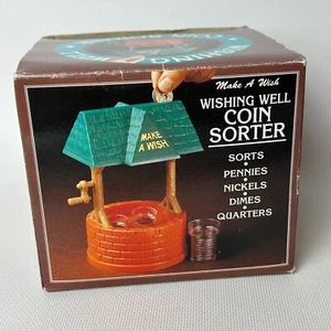 Vintage Make A Wish Kunststoff Wunschbrunnen Münzsortierer Bank J.S.N.Y. #1457 Neu in OVP - Bild 1 von 10