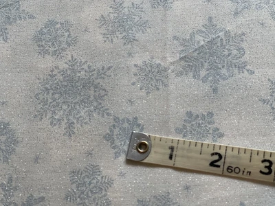 Forest Frost Glitter Blue Snnowflakes 100% Cotton Fabric - Image 1 of 2