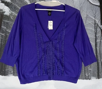 Cárdigan Suéter Lane Bryant Púrpura Cuentas 100% Algodón Acogedor Nuevo Para Mujer 22 24 Foto 1 de 4