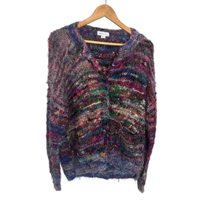 Cárdigan Suéter De Colección MFA Boston Multicolor 100% Nepal Seda Tejido Colorido Difuso - Imagen 1 de 9