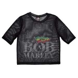 Bob Marley Logo Mesh Crop Top - Picture 1 of 2