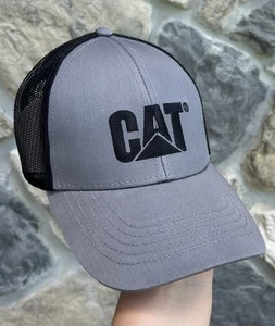 CAT Caterpillar Snapback Hat Cap Gray Black Mesh Back Breathable Big Logo NWT! - Picture 1 of 3