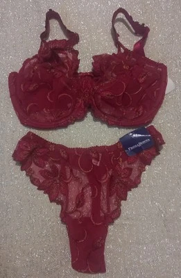 Prima Donna Wired And Unpadded Maroon Mix Bra And Knicker Set UK Size 32F, S - Image 1 of 4