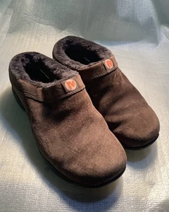 Zapatos de gamuza MERRELL Primo Chill Slides para mujer talla 6 forrados de piel marrón chocolate - Imagen 1 de 10