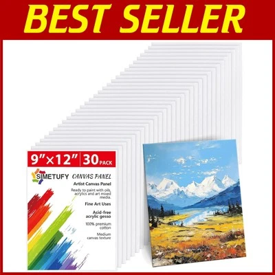 Reliable 30-Piece 9x12 Canvas Set for Acrylic, Oil, and Watercolor Painting - Image 1 of 4