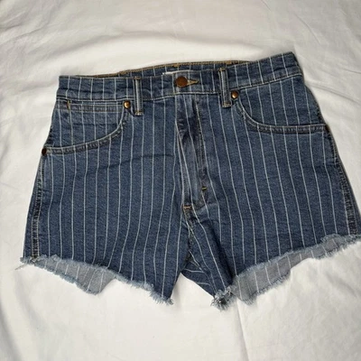 Pantalones cortos Wrangler para mujer a rayas lavado medio talla 26 28 azul denim Foto 1 de 4