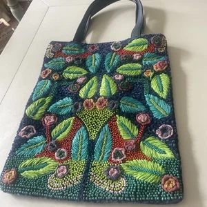 Anthropologie Beaded Art Antik Batik Designed In Paris Zip Tote - Picture 1 of 16