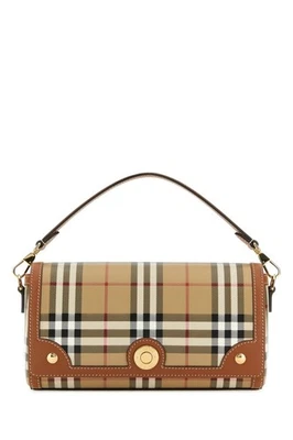 Bolso Bandolera Burberry Note Check Beige Marrón Lona Nuevo Foto 1 de 4