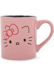 Hello Kitty Pink Outline Face Wax Resist Ceramic Mug, 14 Oz - Picture 1 of 3