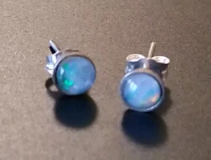Hübsche Opal Ohrstecker Sterling Silber 925 Ohrringe - Bild 1 von 9