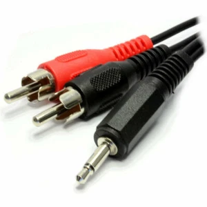 1m 3,5mm Mono Jack do 2 x Phono RCA Wtyczki Przewód kablowy - Zdjęcie 1 z 6