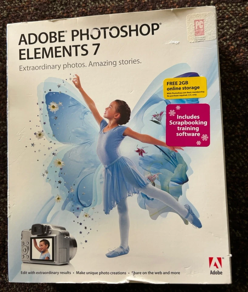 Adobe Photoshop Elements 7 with Serial Number XP/Vista NEW SEALED - Image 1 of 1
