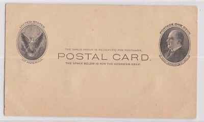 USA 1902 McKINLEY POSTAL STATIONARY CARD UNUSED WITH ARTWORK ON BACK - Image 1 of 2