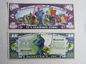 MONSTER'S, INC. Disney Pixel Animated Movie ~ Fun $1,000,000 One Million Dollars - Picture 1 of 2