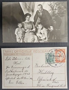 1912 Germany Postcard-Family Real Photo 2 stamps cd Offenbach-Heidelberg - Picture 1 of 3