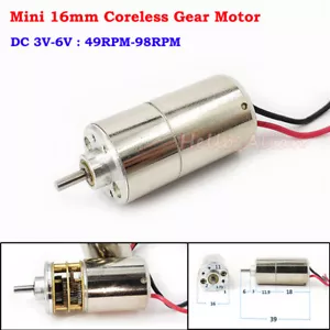 DC 3V-5V Mini Micro 16mm Coreless Full Metal Gear Motor Slow Speed DIY Robot Car - Picture 1 of 9