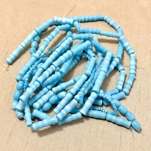 Light Aqua Blue Cats Eye Glass Beads: Round, Oval, & Tube - 15.5" Strands x7 - Picture 1 of 7