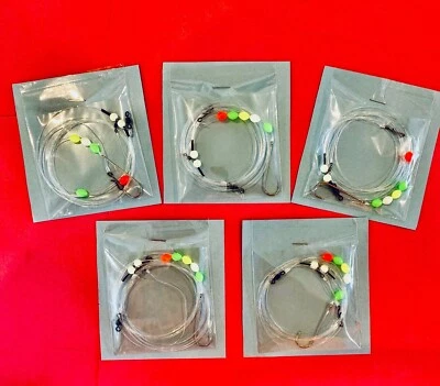 5 x 1 Sea Fishing Rigs 1/0 Bass Love These Flapper Rigs Made In Devon - Image 1 of 4