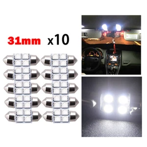10Pcs 5050 31mm 4SMD Car Interior Dome Festoon LED Light Bulbs Lamp DC12V White - Bild 1 von 7