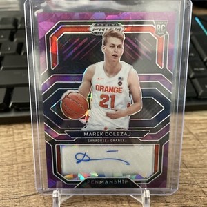 Marek Dolezaj 2021-22 Prizm Draft Picks College Penmanship Purple Ice /99 Auto