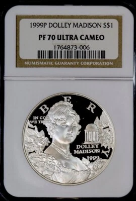 1999 DOLLEY MADISON Silver Dollar $1 NGC PF70💥FLAWLESS QUALITY💥 - Image 1 of 4