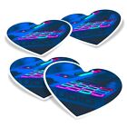 4x Heart Vinyl Stickers DJ Music Musician Club Audio #63081