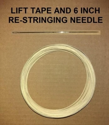 NEW 16 Ft FLAT LIFT TAPE RESTRING & NEEDLE for HUNTER DOUGLAS HONEYCOMB BLINDS  - Изображение 1 из 4