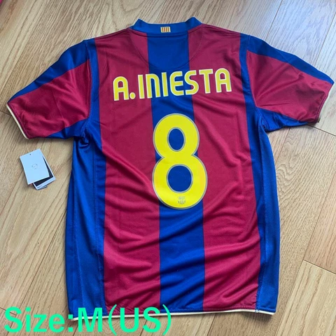 Andres Iniesta Nike Barcelona Jersey Soccer Shirt 07/08 #8 Size M LFP, TV3 Patch Cover